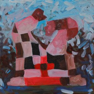 Chess Pressure XI - Vietnamese Acrylic Painting by Artist Hoang Ngoc Dung