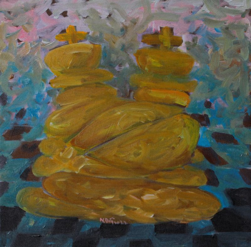 Chess Pressure XIV - Vietnamese Acrylic Painting by Artist Hoang Ngoc Dung