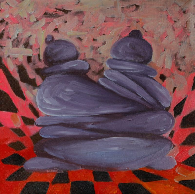 Chess Pressure XVI - Vietnamese Acrylic Painting by Artist Hoang Ngoc Dung