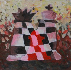 Chess Pressure XVIII - Vietnamese Acrylic Painting by Artist Hoang Ngoc Dung