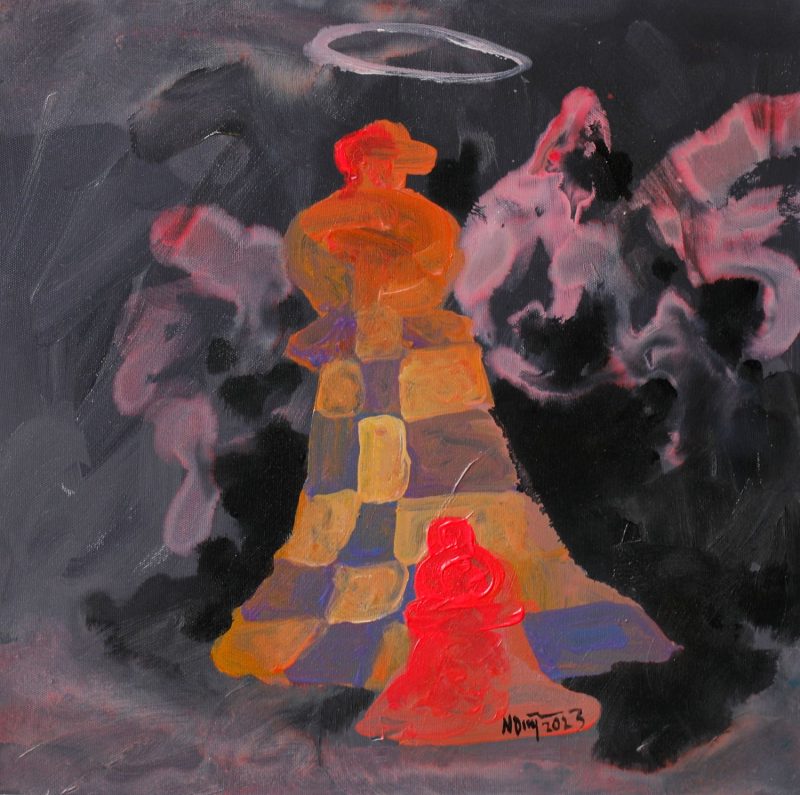 Chess Pressure XX - Vietnamese Acrylic Painting by Artist Hoang Ngoc Dung