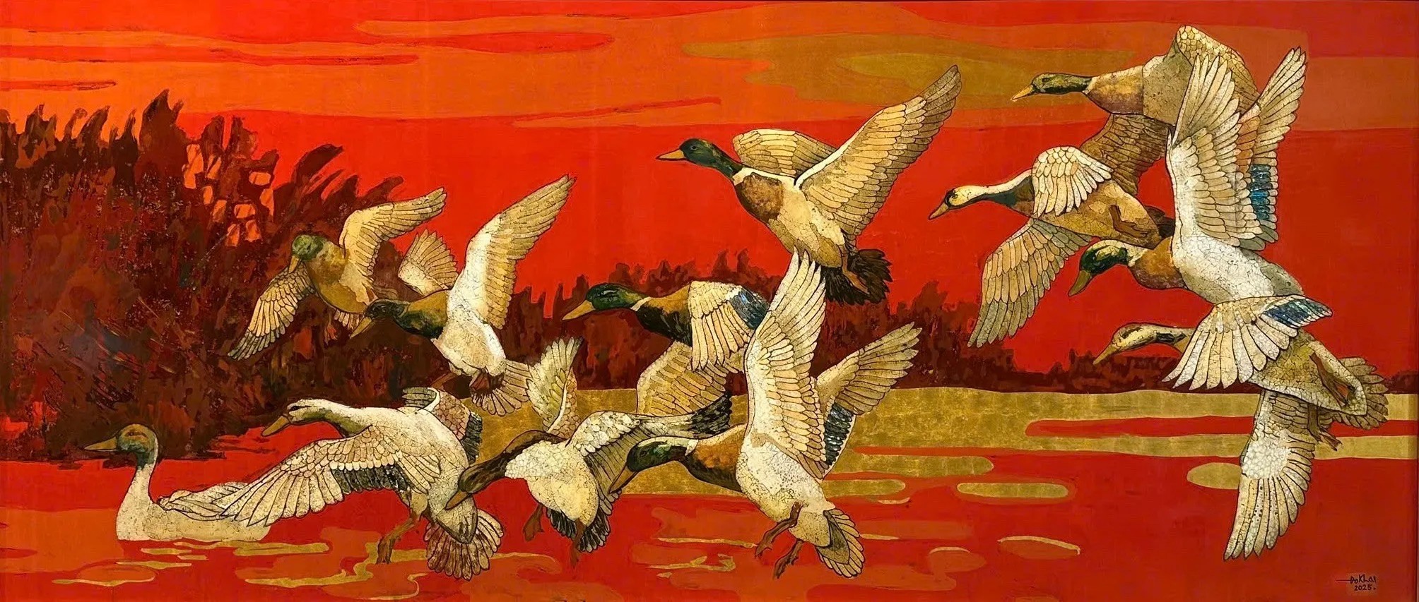 Haven of Serenity - Vietnamese Lacquer Painting by Artist Do Khai