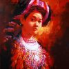 The Red Dao Young Woman I - Acrylic Painting by Artist Hoang Hoan