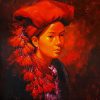 The Red Dao Young Woman II - Acrylic Painting by Artist Hoang Hoan
