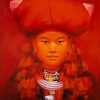 The Red Dao Young Woman III - Acrylic Painting by Artist Hoang Hoan