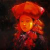 The Red Dao Young Woman IV - Acrylic Painting by Artist Hoang Hoan