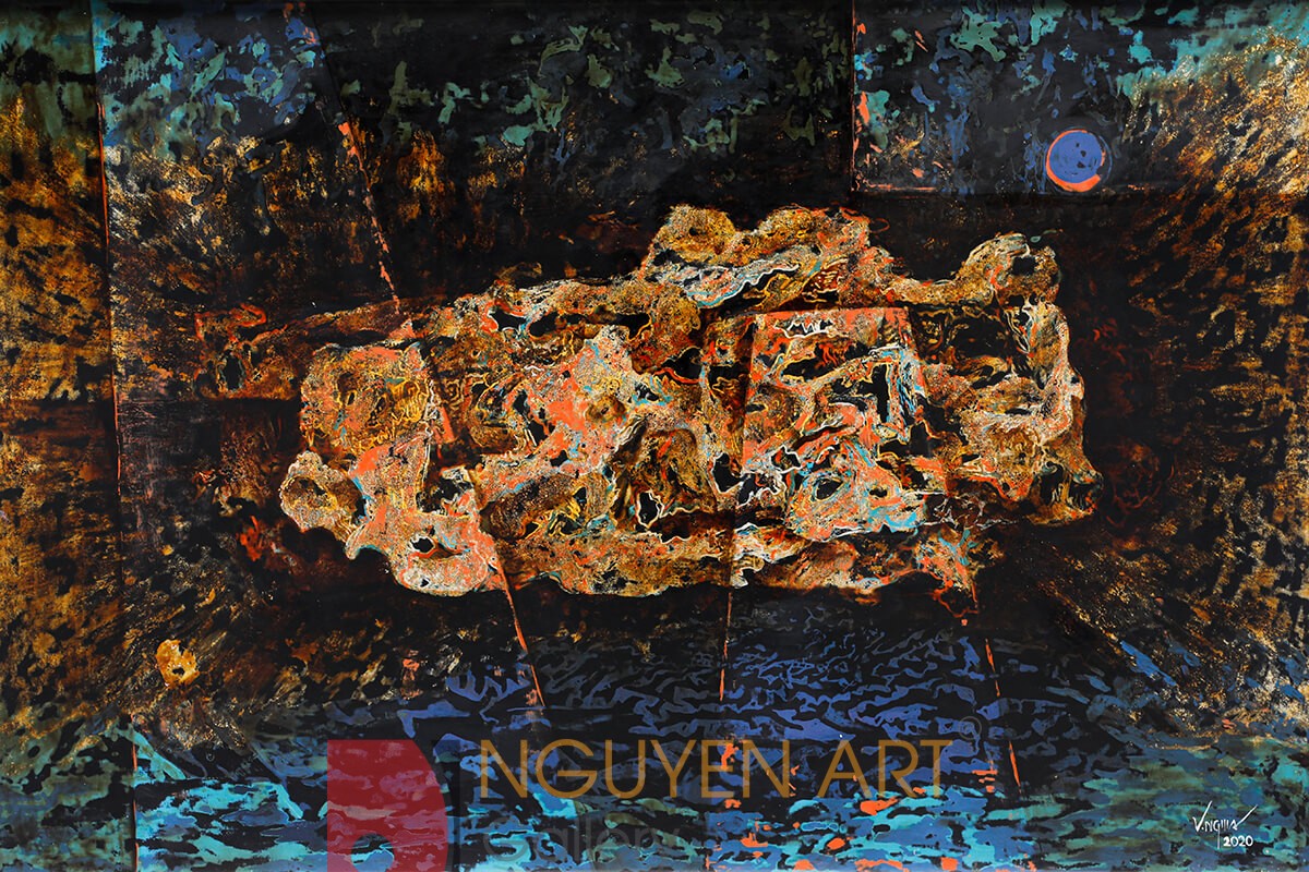 Realm of Dreams - Lacquer on wood paintings by Artist Nguyen van Nghia