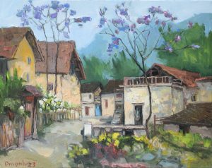 Coming Home - Vietnamese Oil Painting by Artist Lam Duc Manh