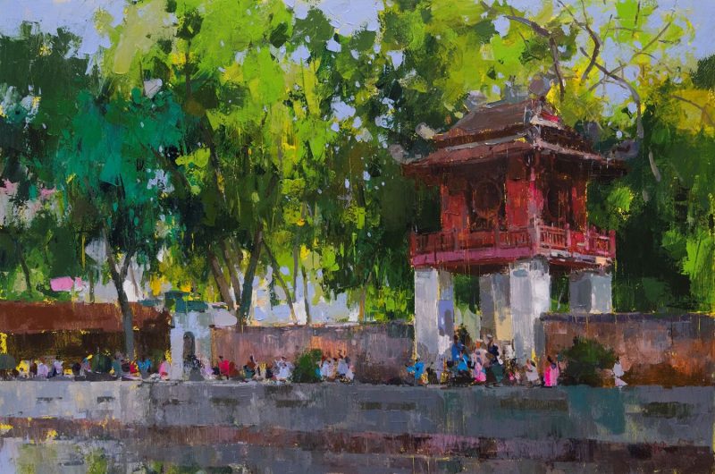 Constellation of Literature Pavilion - Vietnamese Oil Painting by artist Pham Hoang Minh