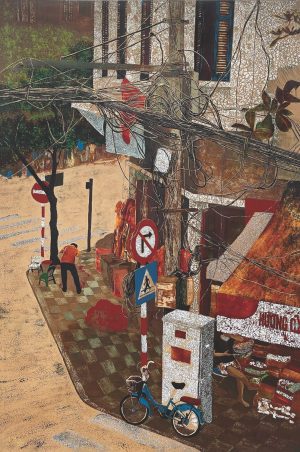Crossroads - Vietnamese Lacquer Painting by Artist Trinh Que Anh