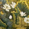 The Five Lotus Blossoms II - Vietnamese Lacquer Painting by Artist Do Khai