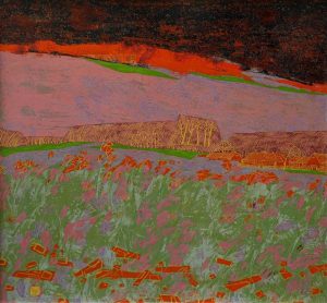 Autumn at Night - Vietnamese Lacquer Painting by Artist Ngo Tuan Anh