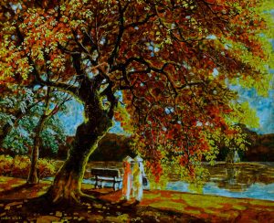 Bloom of Youth - Lacquer Painting by Artist Hoang Hoan