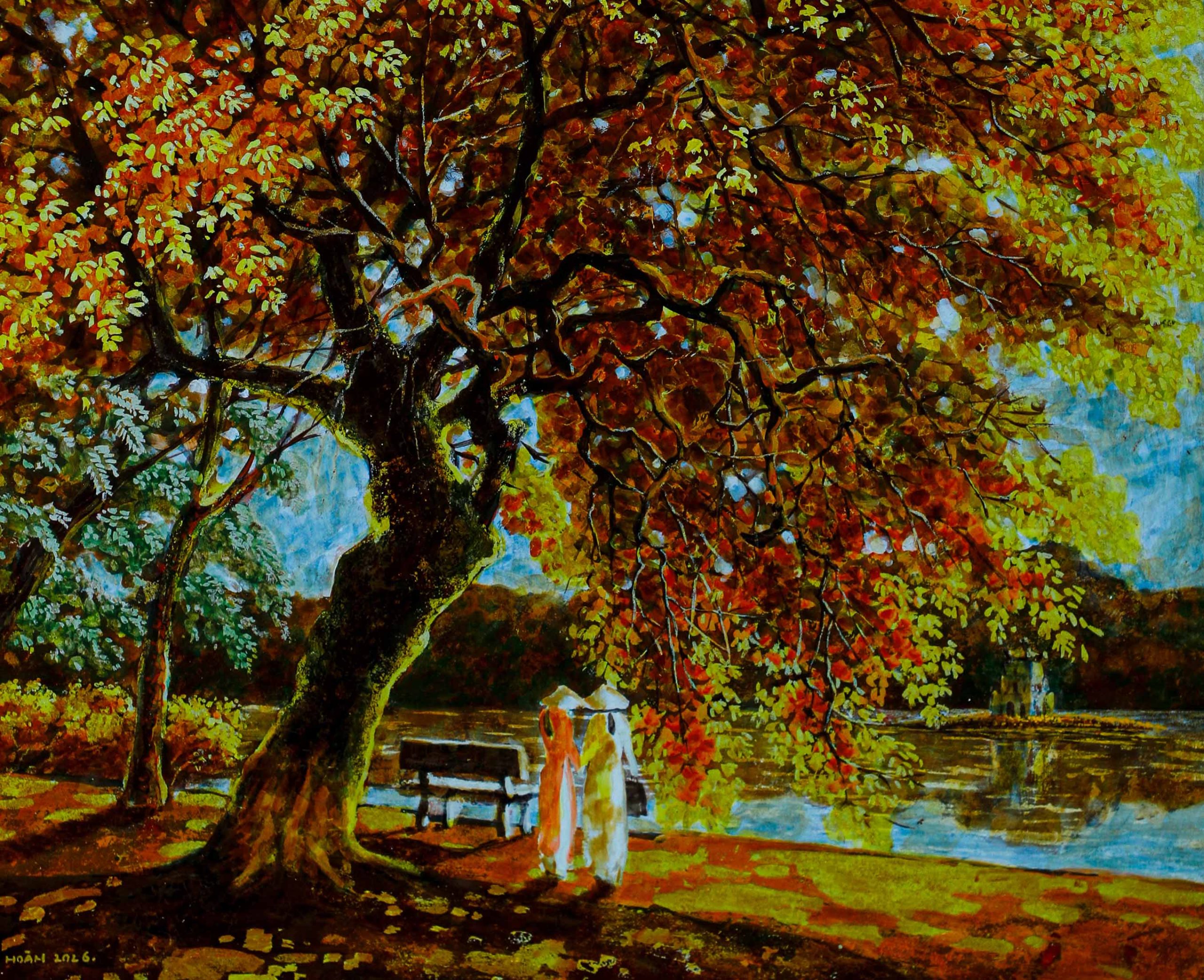 Bloom of Youth - Lacquer Painting by Artist Hoang Hoan