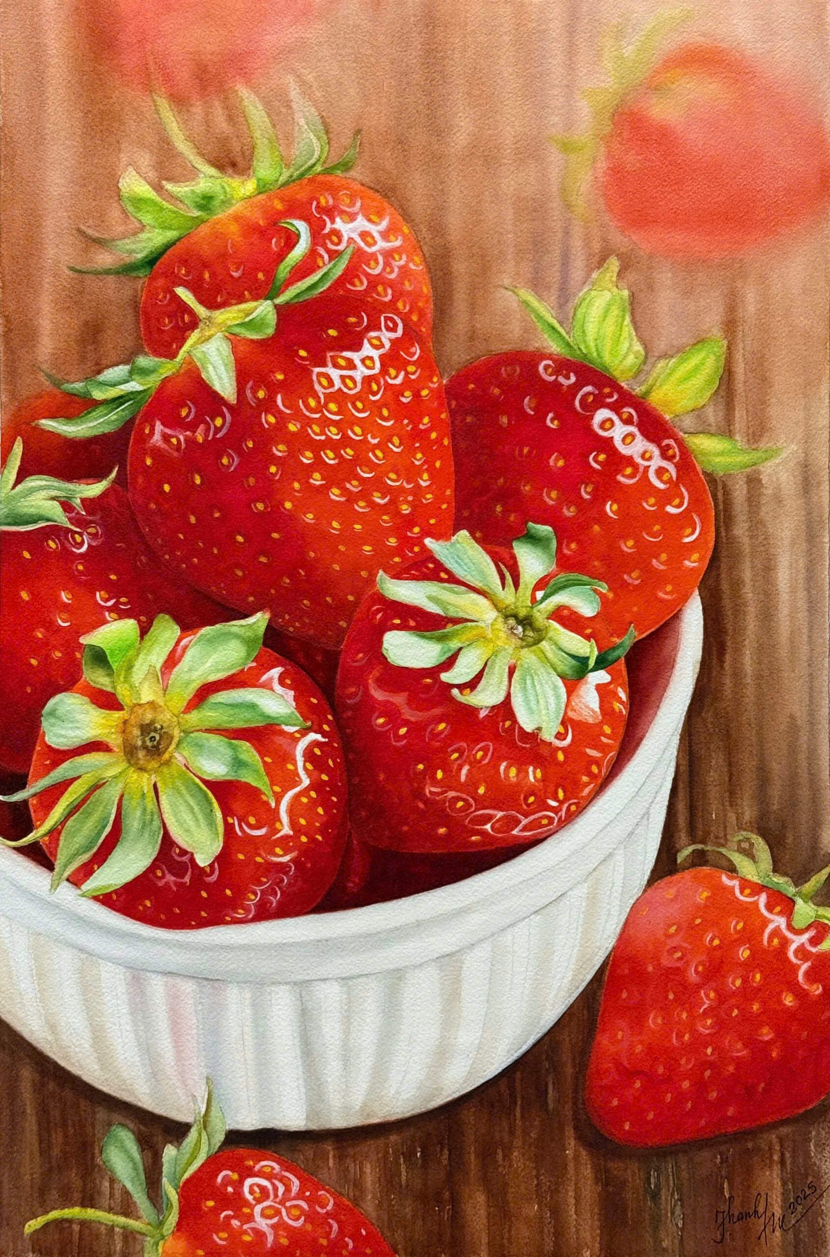 Strawberry - Watercolor Painting By Artist Thanh Ha