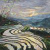 Dawn at the Terrace - Vietnamese Oil Painting by Artist Mai Thi Kim Uyen