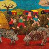 Day of Summer VIII - Vietnamese Lacquer Painting by Artist Chau Ai Van
