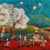 Day of Summer - Vietnamese Lacquer Painting by Artist Chau Ai Van