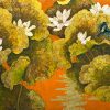 Dancing on Lotus - Vietnamese Lacquer Painting by Artist Do Khai