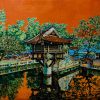 One Pillar Pagoda - Lacquer Painting by Artist Nguyen Van Nghia