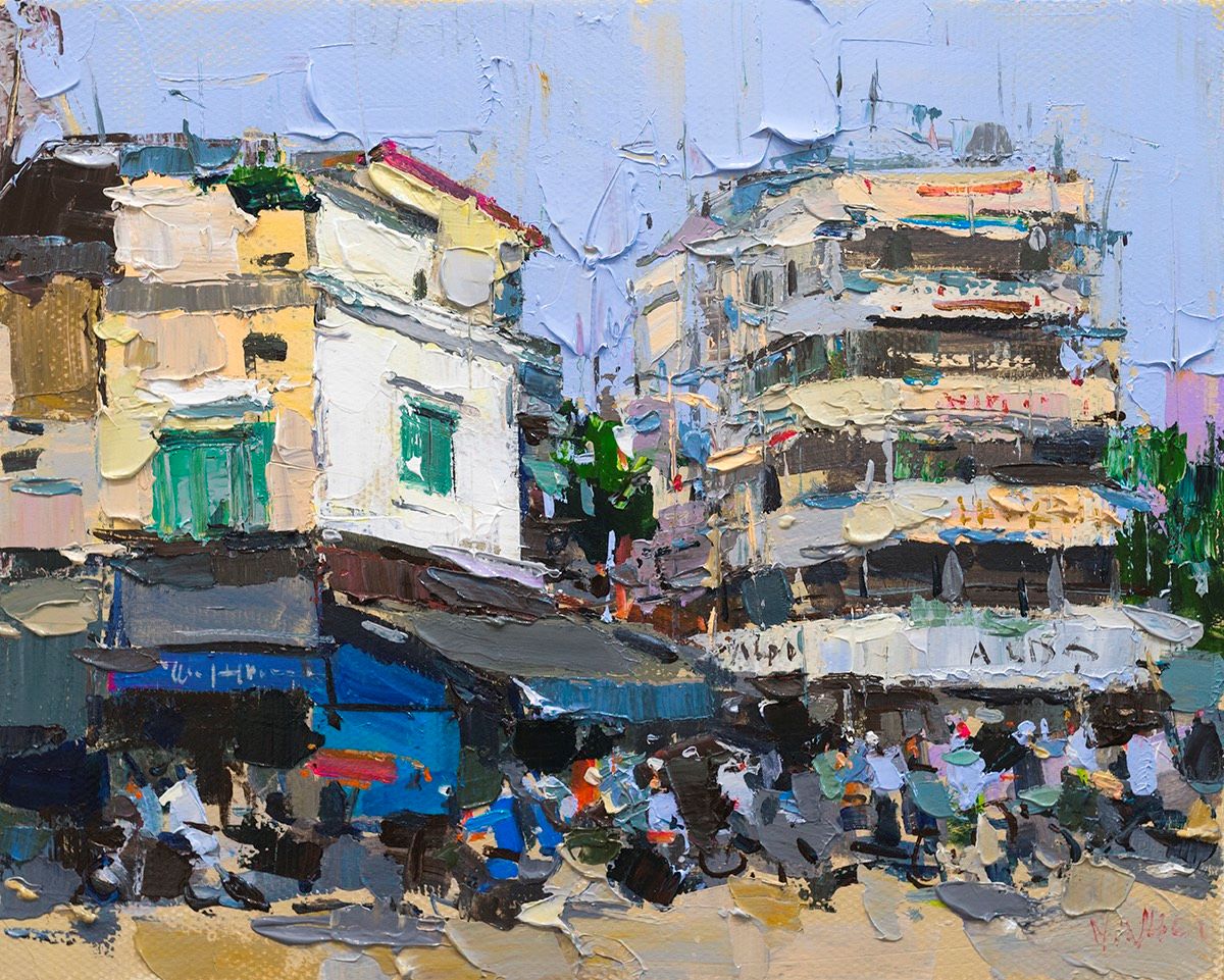 Dinh Tien Hoang Street - Vietnamese Oil Painting by Artist Pham Hoang Minh