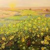 Mustard Field - Vietnamese Oil Painting by Artist Dang Dinh Ngo
