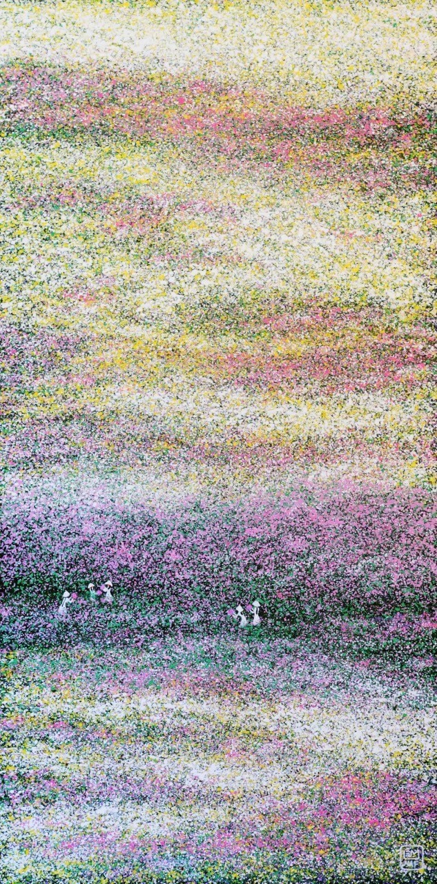 Flower Field - Vietnamese acrylic painting by artist Nguyen Lam