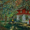 Spring Stroll at the Temple of Literature - Vietnamese Lacquer Painting by Artist Nguyen Tuan Anh