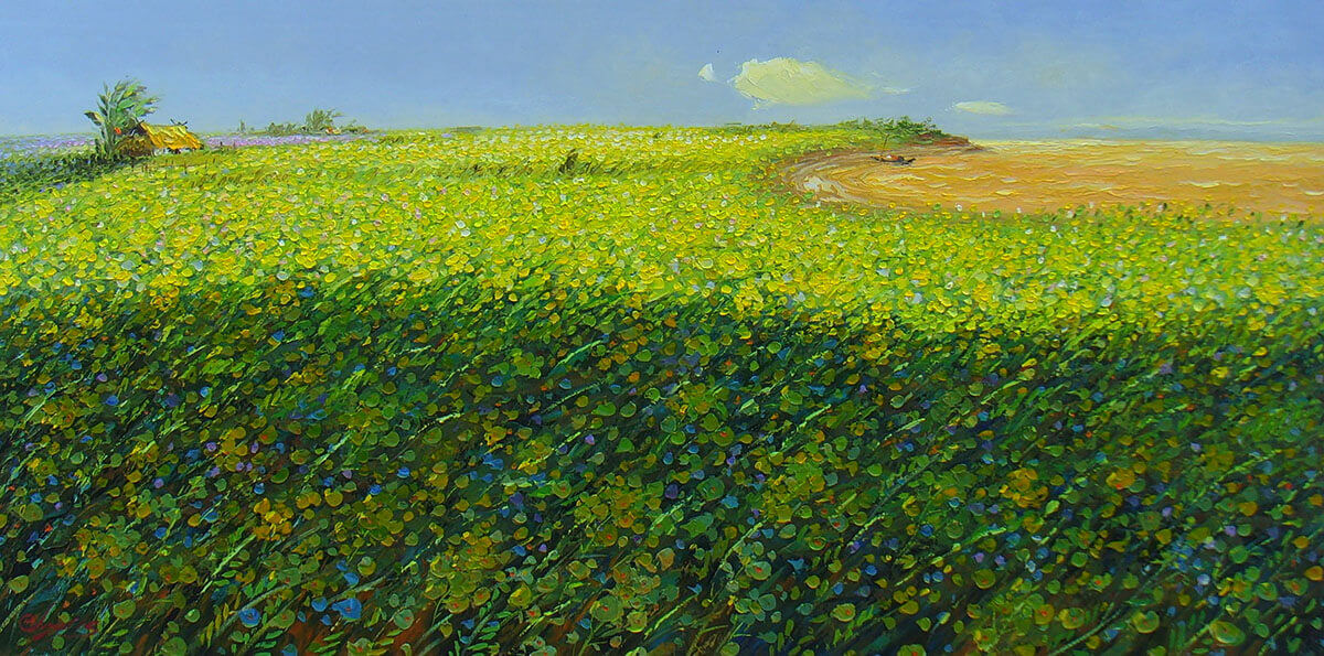 Early Canola Season - Oil Painting Landscape of Dang Dinh Ngo