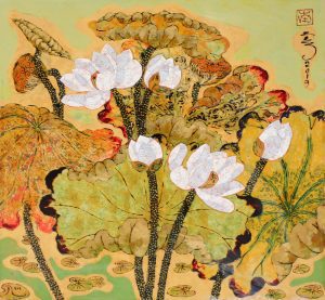 Early Morning - Vietnamese Lacquer Paintings by Artist Tran Thieu Nam
