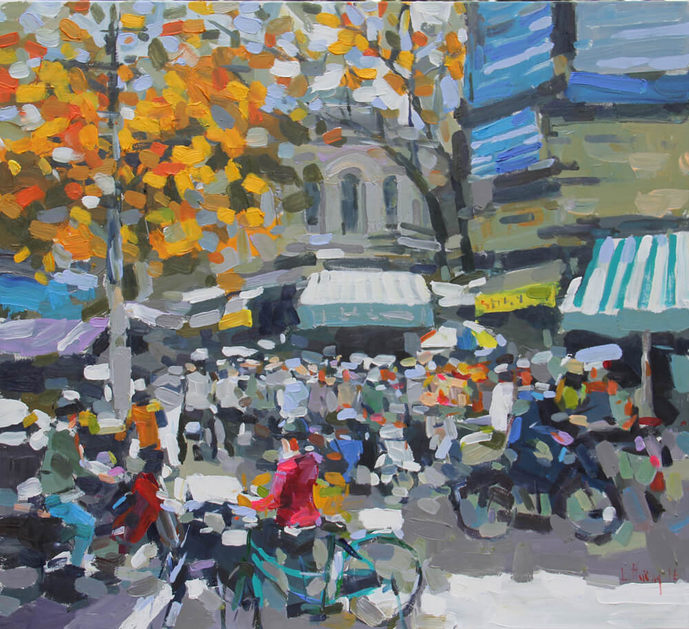 Early winter on street corner, Paintings in Vietnam