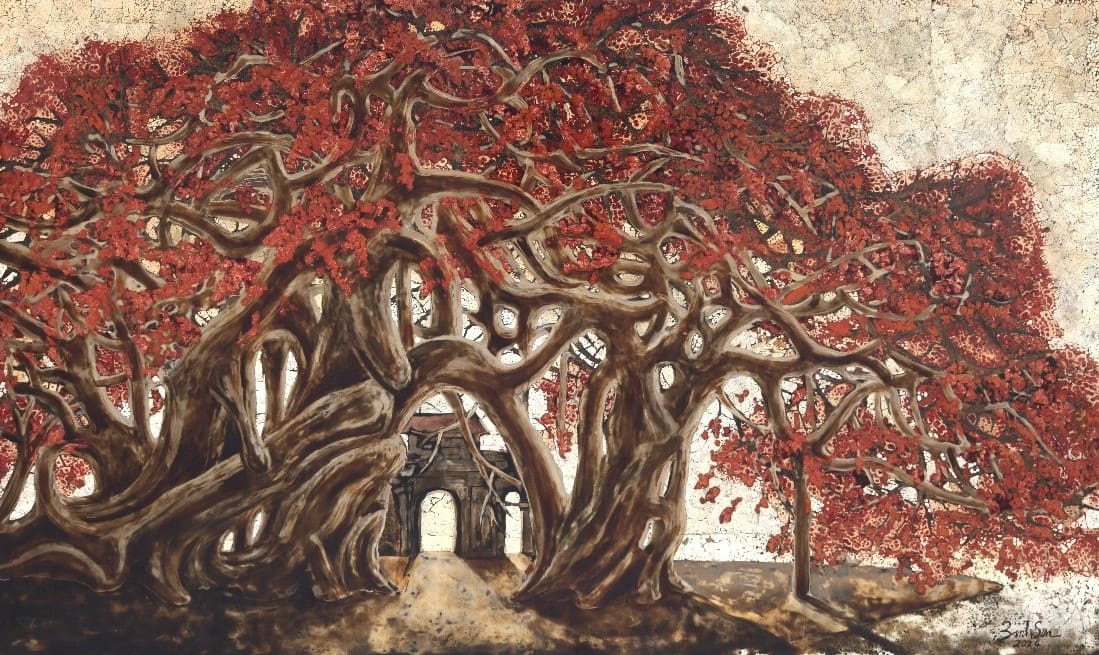Echoes Across a Thousand Years - Lacquer Painting by Artist Nguyen Binh Son