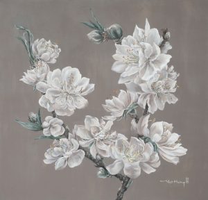 Faded Peach Blossom II - Vietnamese Oil Painting by Artist Viet Huong