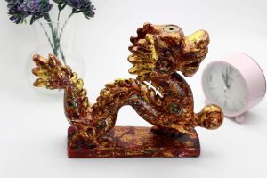 First Dragon Embraces Jade II - Vietnamese Lacquer Artwork by Artist Nguyen Tan Phat 2