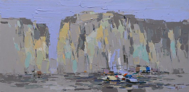 Fish Village - Vietnamese Oil Painting by Artist Danh Cuong