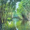 Fluttering Storks - Vietnamese Oil Painting by Artist Tran Nam