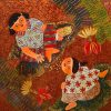 Folk Game - Vietnamese Lacquer Painting by Artist Chau Ai Van