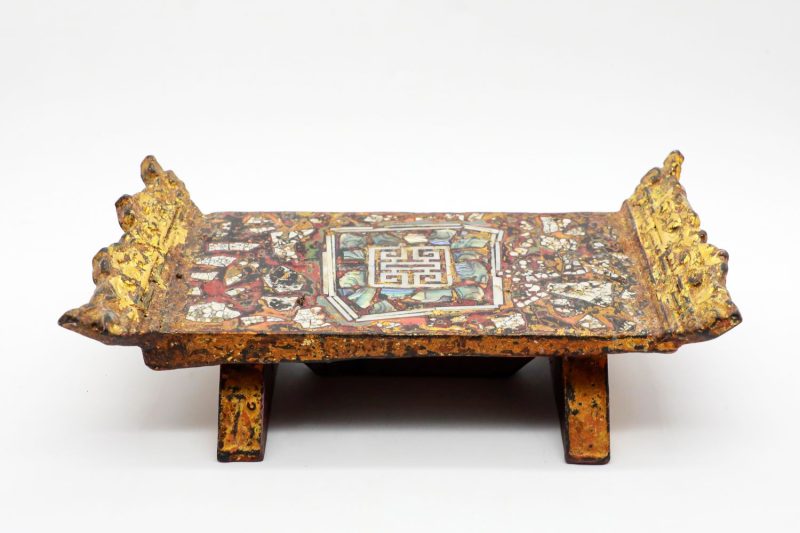 Garish Small Table III - Vietnamese Lacquer Artwork by Artist Nguyen Tan Phat