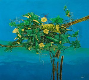 Luffa Trellis IV - Lacquer Painting by Artist Nguyen Van Nghia