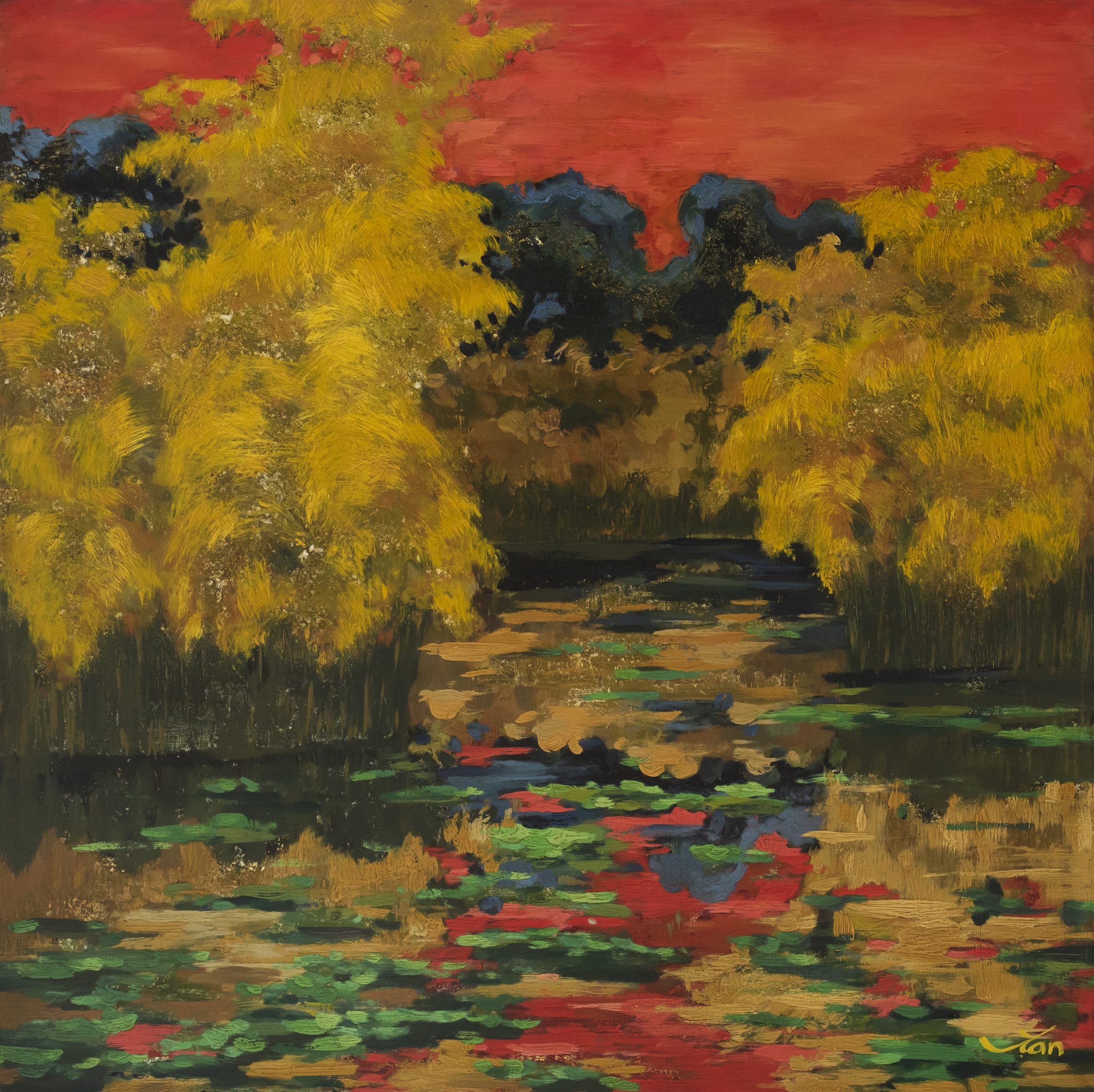 A Quiet Corner in Golden Afternoon - Acrylic Painting by Artist Vu Manh Tan
