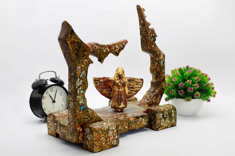 God Dragon Chair IV with Angel - Vietnamese Lacquer Artwork by Artist Nguyen Tan Phat
