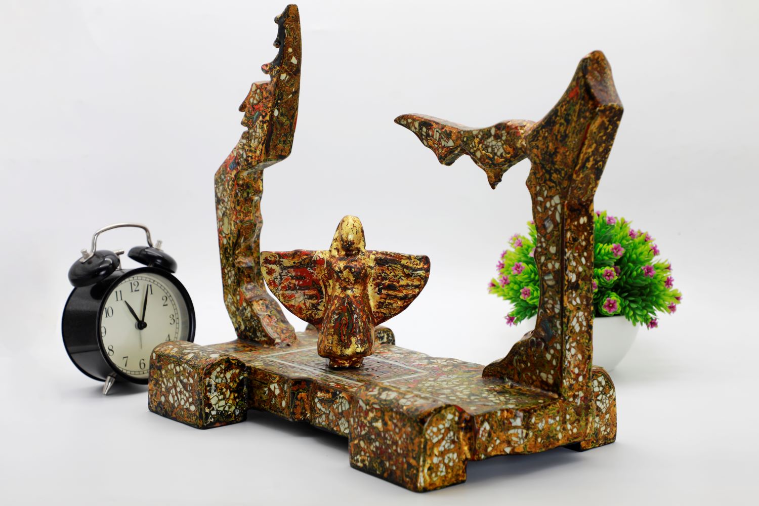 God Dragon Chair IV with Angel - Vietnamese Lacquer Artwork by Artist Nguyen Tan Phat