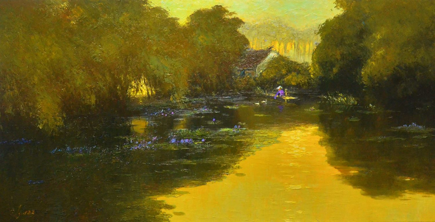 Golden Afternoon - Vietnamese Oil Painting by Artist Dang Dinh Ngo