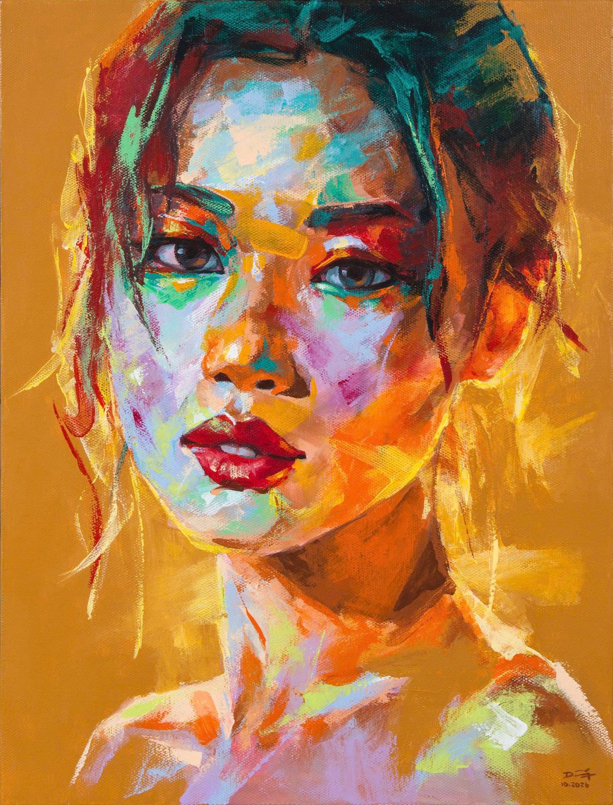 Golden Autumn Smile - Acrylic Painting by Artist Mai Huy Dung