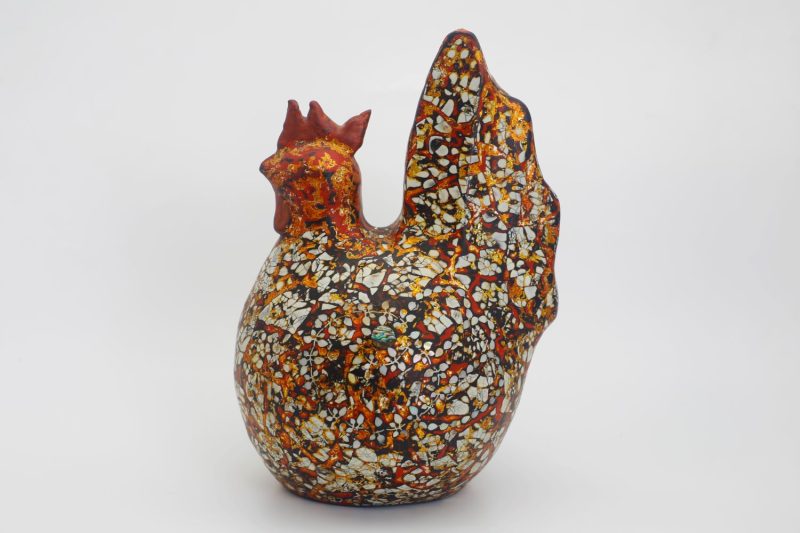 Golden Cock IX - Vietnamese Lacquer Artwork by Artist Nguyen Tan Phat