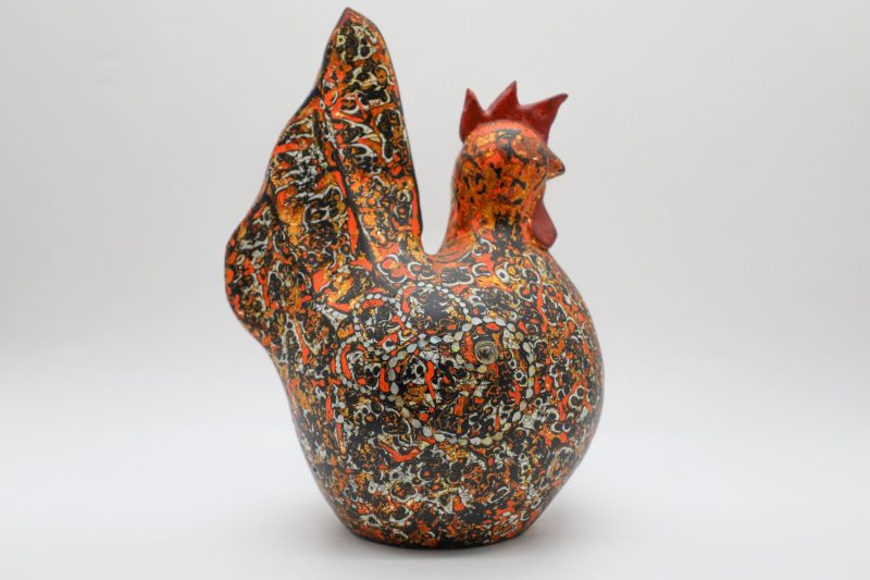 Golden Cock V - Vietnamese Lacquer Artwork by Artist Nguyen Tan Phat