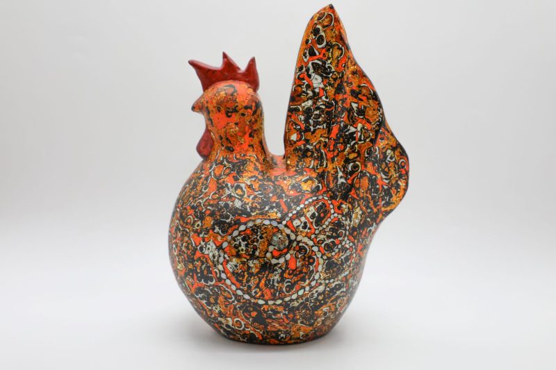 Golden Cock V - Vietnamese Lacquer Artwork by Artist Nguyen Tan Phat