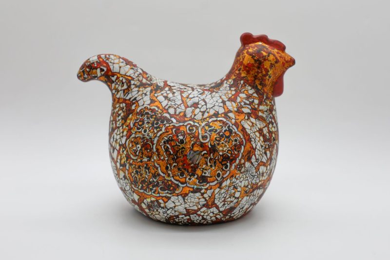 Golden Hen VII - Vietnamese Lacquer Artwork by Artist Nguyen Tan Phat