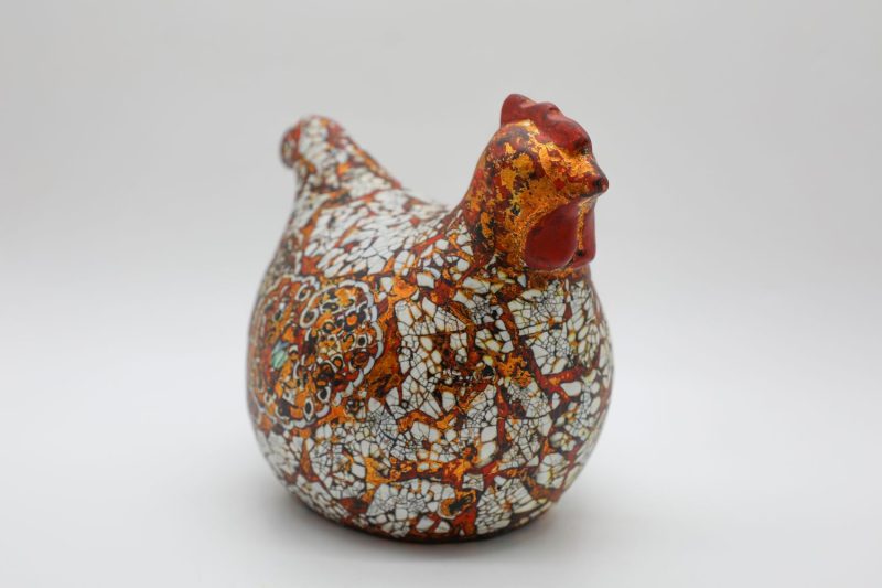 Golden Hen VII - Vietnamese Lacquer Artwork by Artist Nguyen Tan Phat