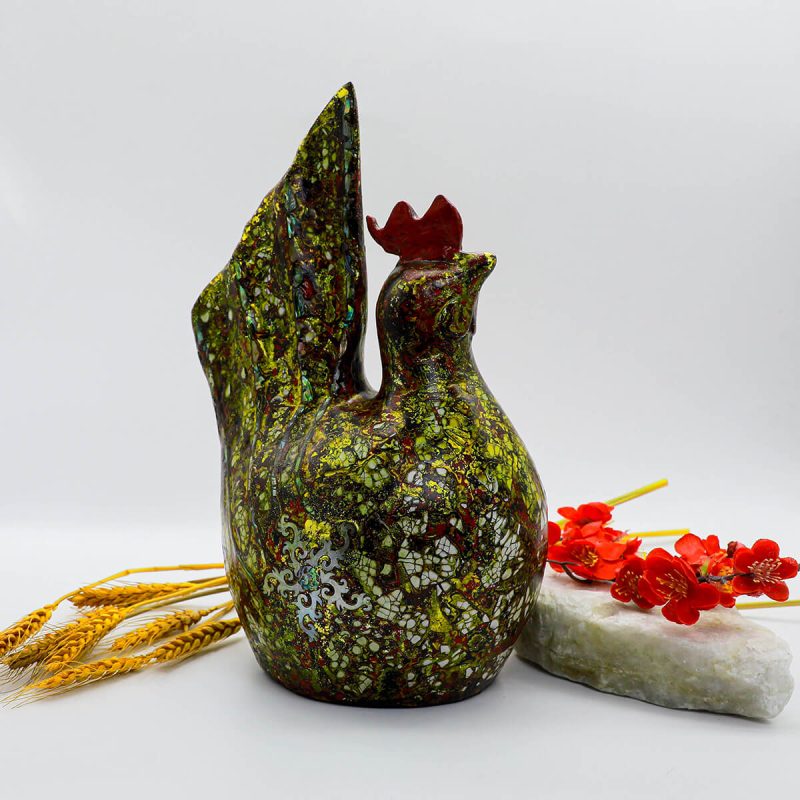 Golden Cock XI Vietnamese Lacquer Artwork by Artist Nguyen Tan Phat 1